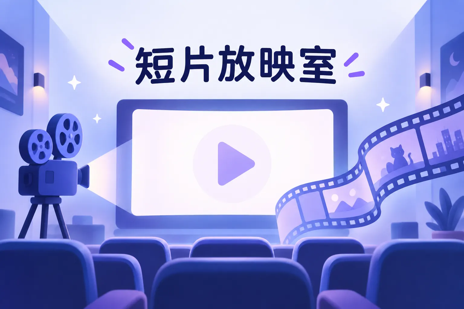 短片放映室插图